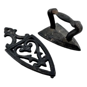 Vintage Mini Iron and Holder